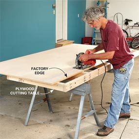 Cut the edge off a sheet of plywood with circular saw