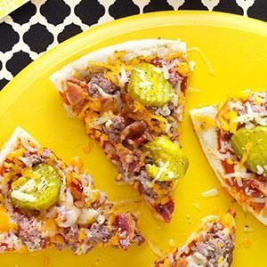 Image result for taste of home loaded cheeseburger pizza