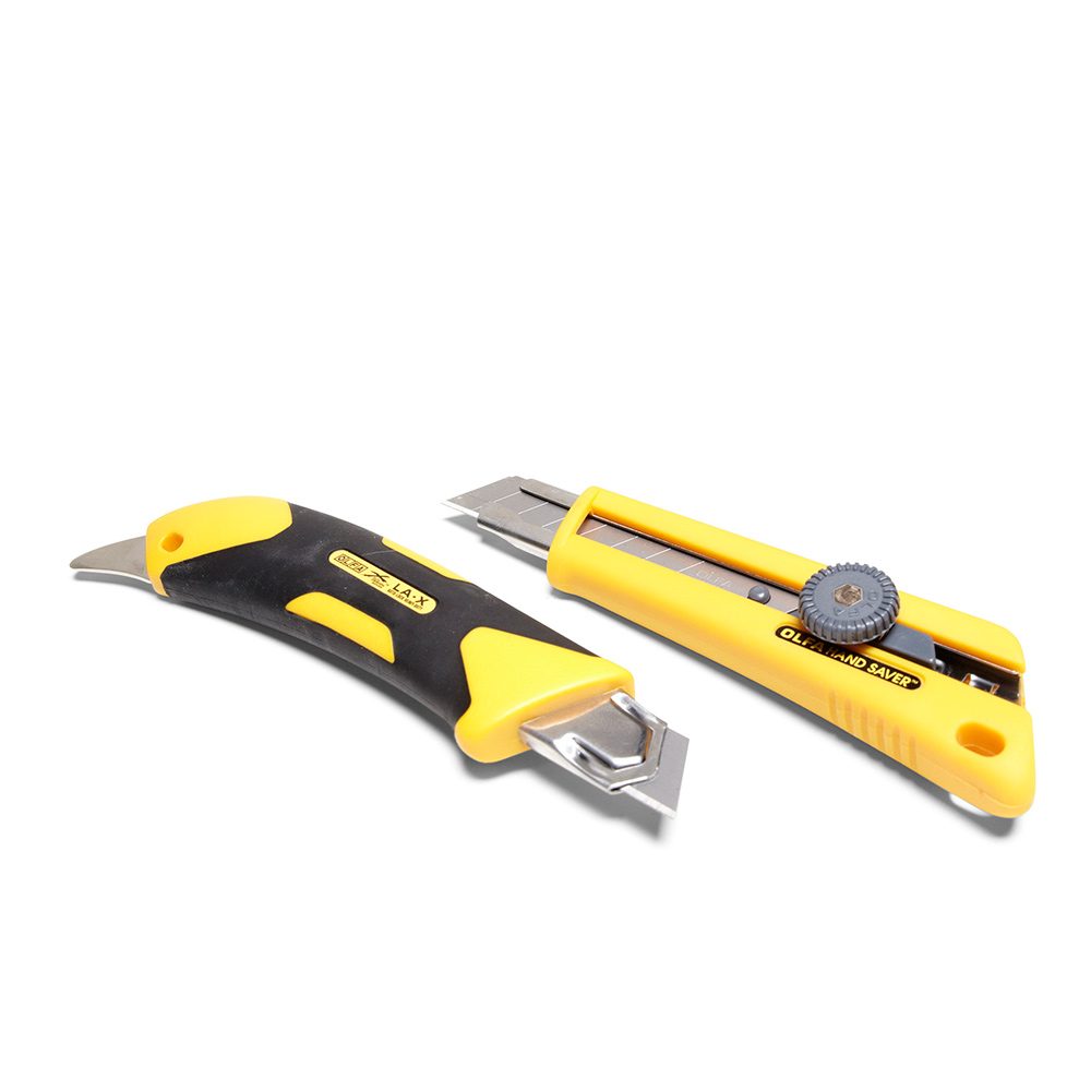 Two yellow utility knives from Olfa | Construction Pro Tips