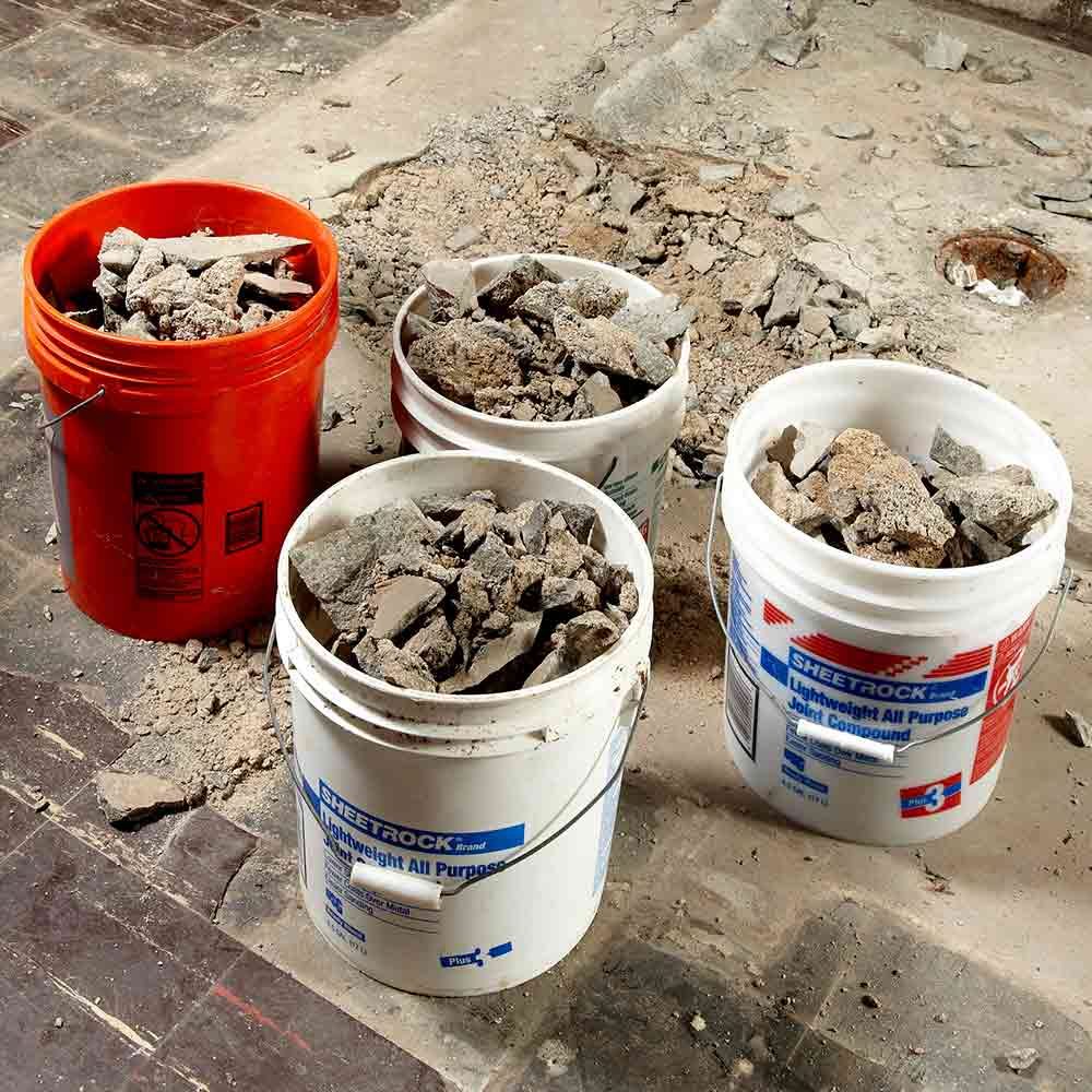 Buckets filled with rubble | Construction Pro Tips