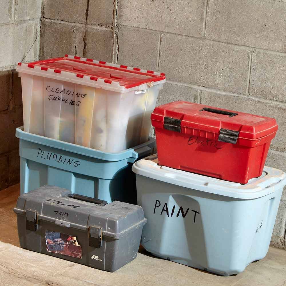 Bins labeled for what they are holding | Construction Pro Tips