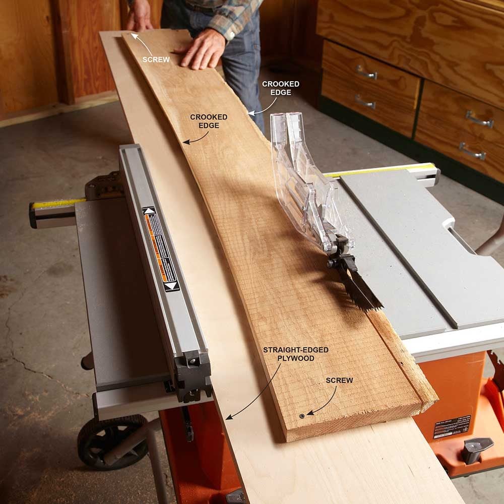 Man using table saw to straighten wood | Construction Pro Tips