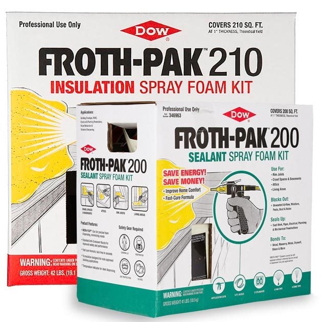 A Froth Pak Insulation Spray foam kit box | Construction Pro Tips
