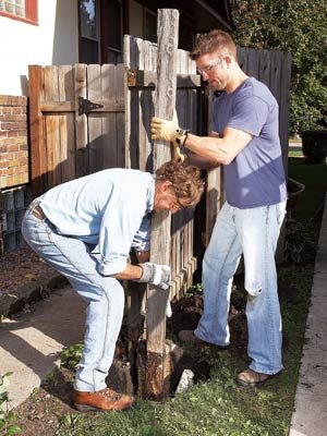 Replacing a rotting fence post