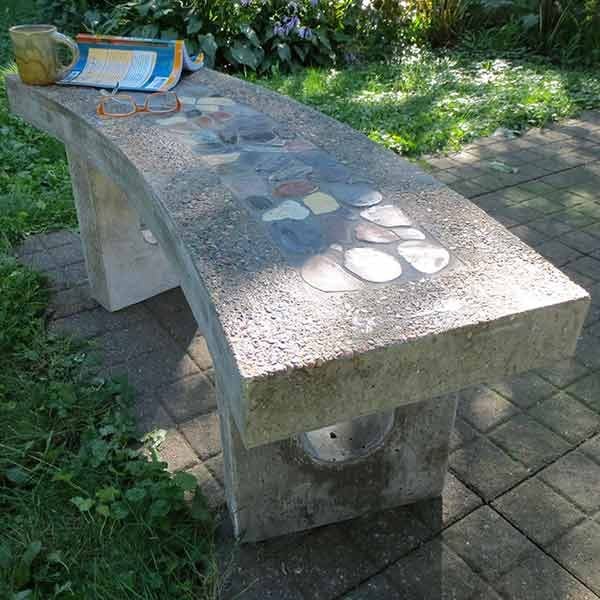 Stone Inlay Concrete Bench, How To Paint A Concrete Patio Bench