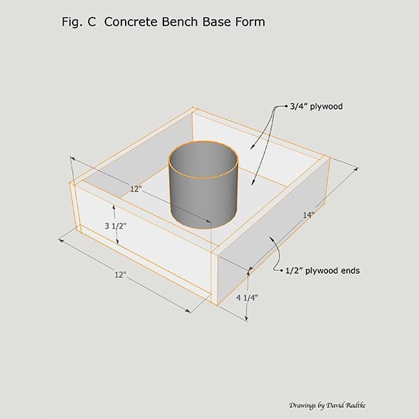 Stone Inlay Concrete Bench