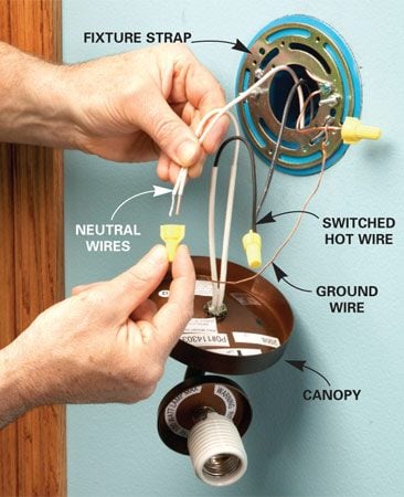 Install A New Wall Mounted Lamp, How To Install New Light Fixture With Old Wiring