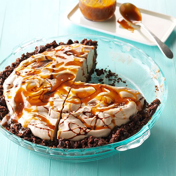 no-bake mocha pie with caramel
