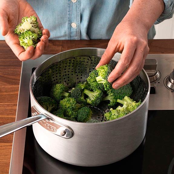 Place broccoli in a steamer basket.