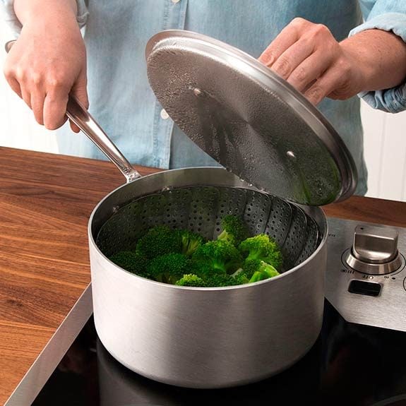 Open pot lid away from you to avoid steam burns.